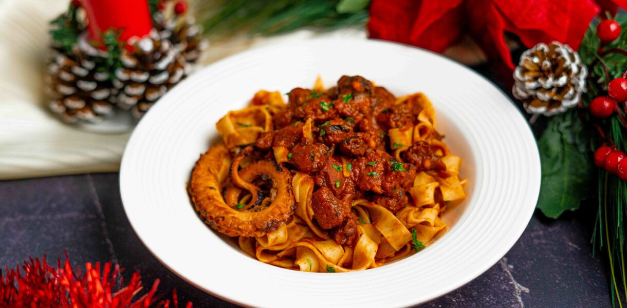 tagliatelle al ragu di polpo