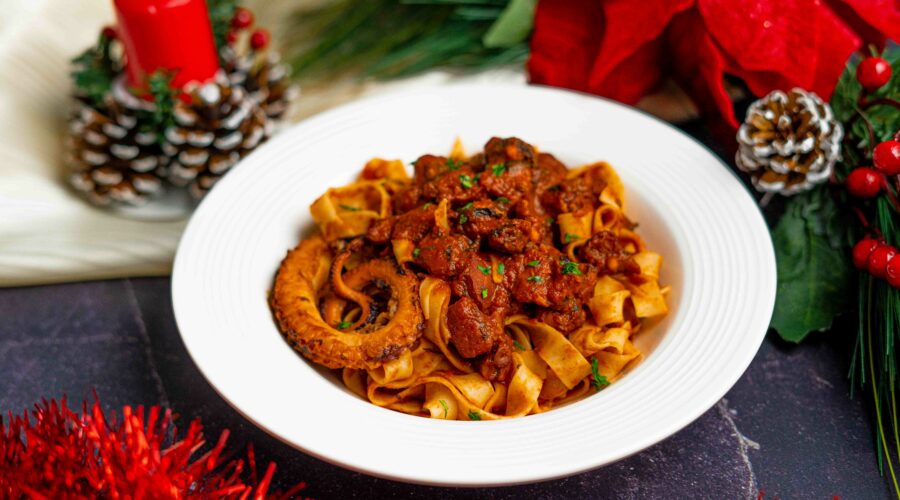 tagliatelle al ragu di polpo