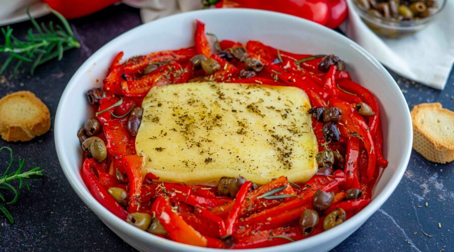 fettacotta con peperoni e olive