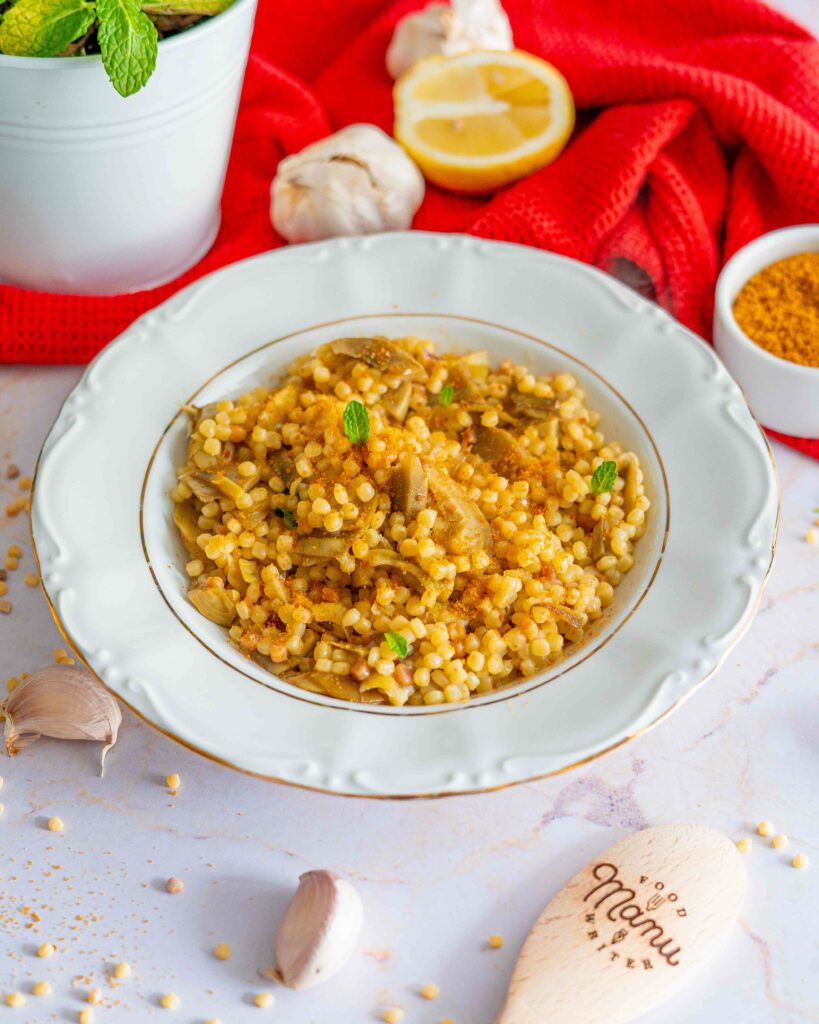 fregola con carciofi e bottarga