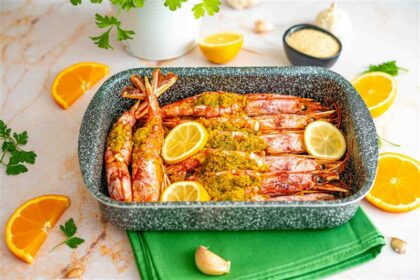 gamberi gratinati in teglia al forno